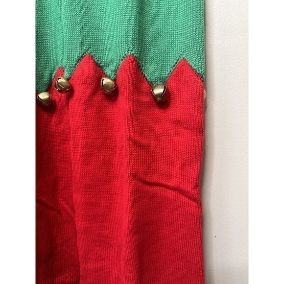 It’s Our Time Holiday Sleeveless Jumpsuit Size Small Red green White Bells Bow - Picture 12 of 16